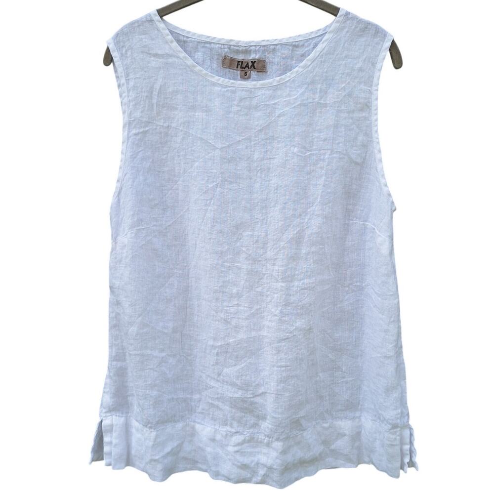 FLAX white linen flowy oversized tank top lagenlook beachy coastal minimalist